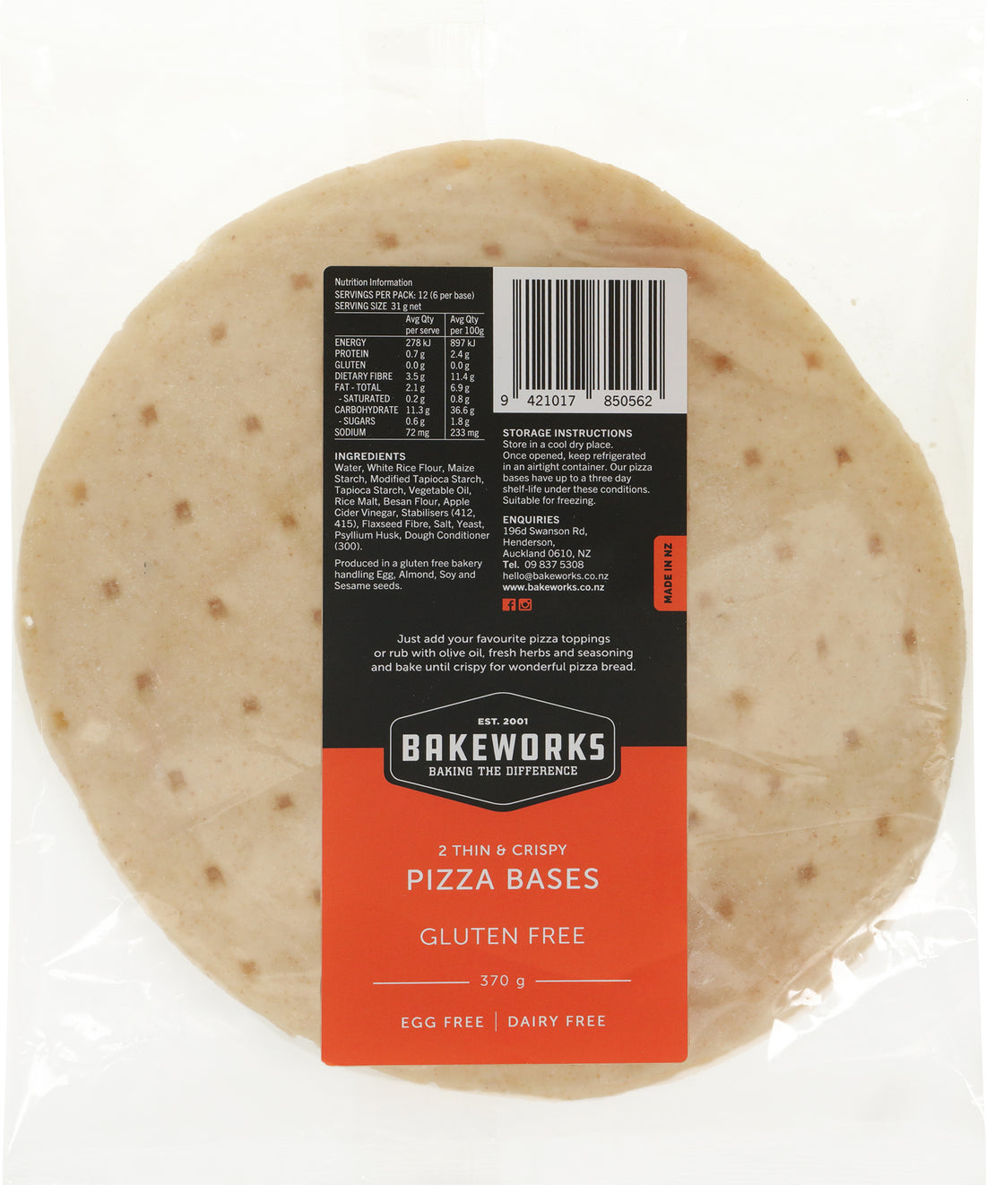 Plain Pizza 10" Base - 2 Pack 370g