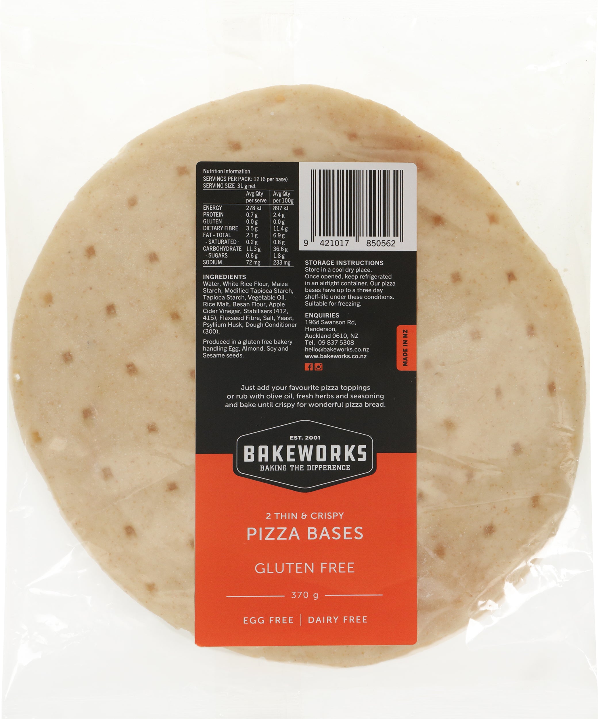 Plain Pizza 10" Base - 2 Pack 370g